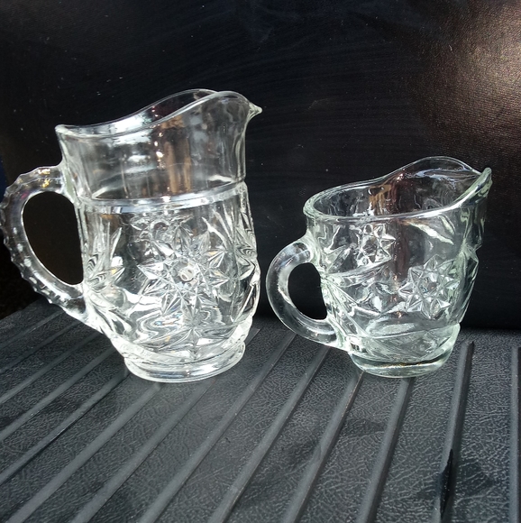 Vintage Other - Vintage Cut Glass Milk & Creamer